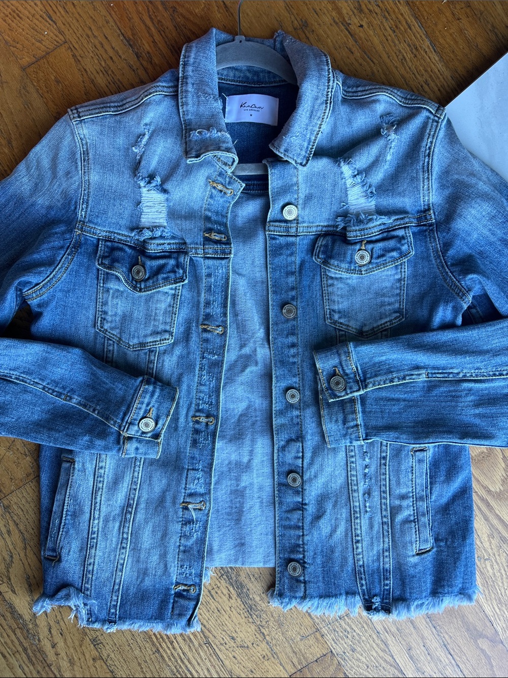 KanCan Distressed Light Blue Denim trucker Jacket / medium